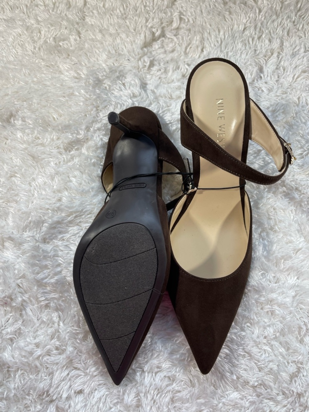 Nine West Dark Brown Pointed-Toe Slingback Heels - Picture 3 of 6
